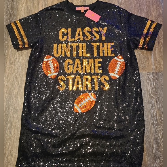 Simply Southern Sequinned Football Mini Dress NWT Size Small/Med - Picture 1 of 5